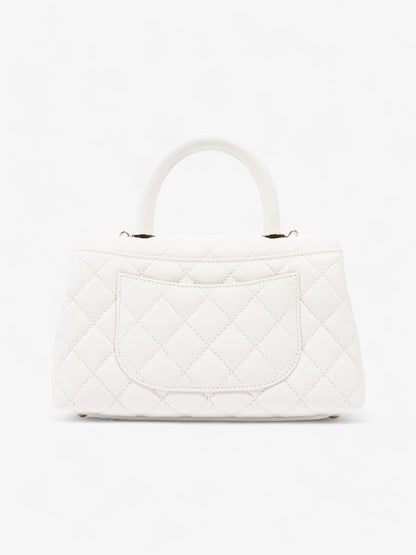 Chanel Coco Top Handle White Caviar Leather Mini