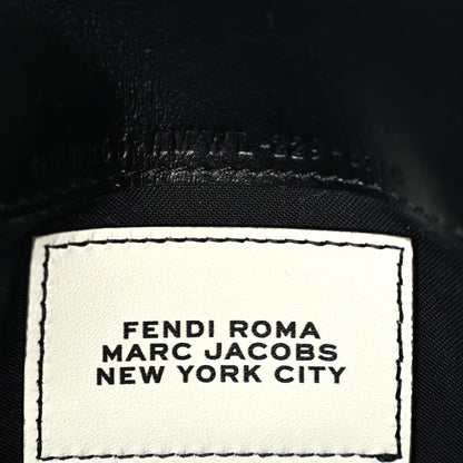 Fendi X MARC JACOBS Nappa Vitello King Logo Print Continental Wallet On Chain White Black