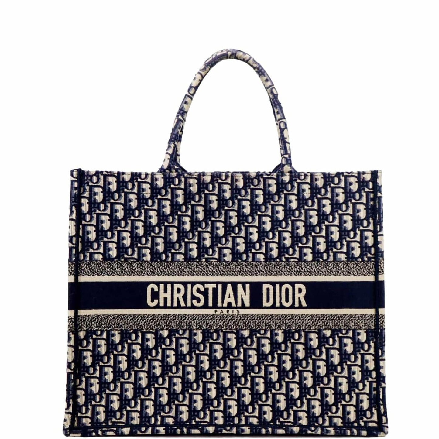 CHRISTIAN DIOR Large Book Oblique Embroidered Canvas Tote Bag Multicolor