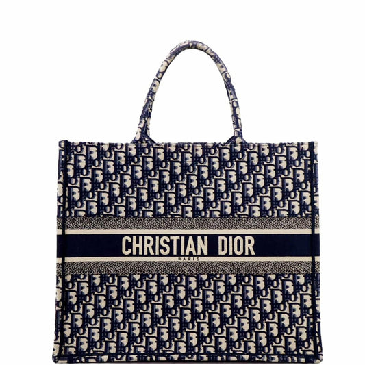 CHRISTIAN DIOR Large Book Oblique Embroidered Canvas Tote Bag Multicolor