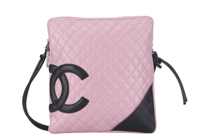 Chanel CAMBON SHOULDER BAG (910xxxx) PINK CALF LEATHER SILVER HARDWARE WITH