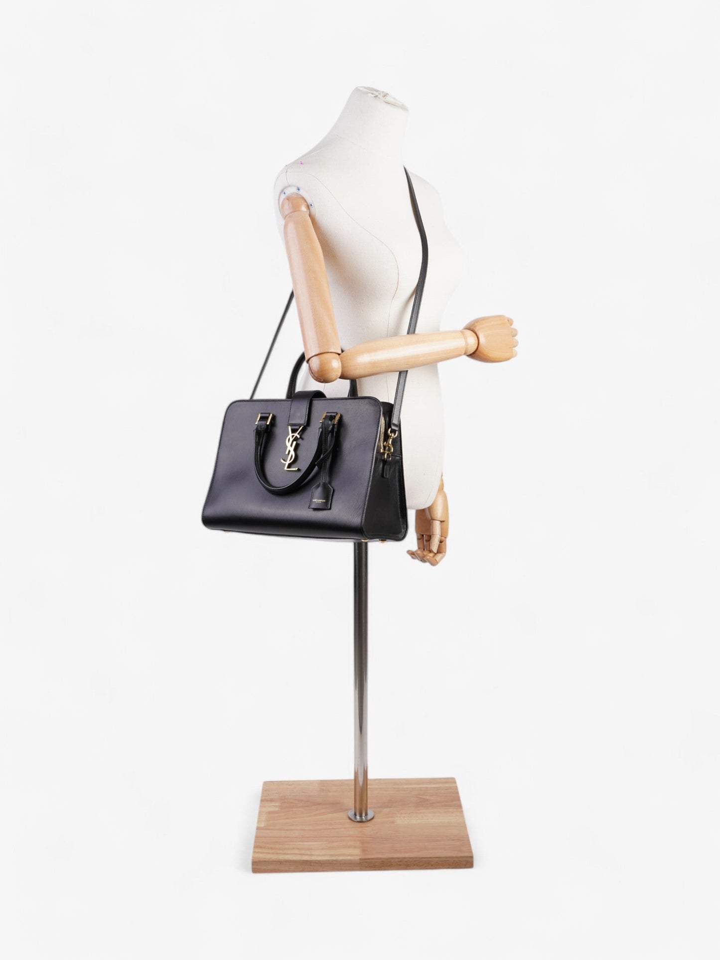 Saint Laurent Cabas Black Calfskin Leather Small