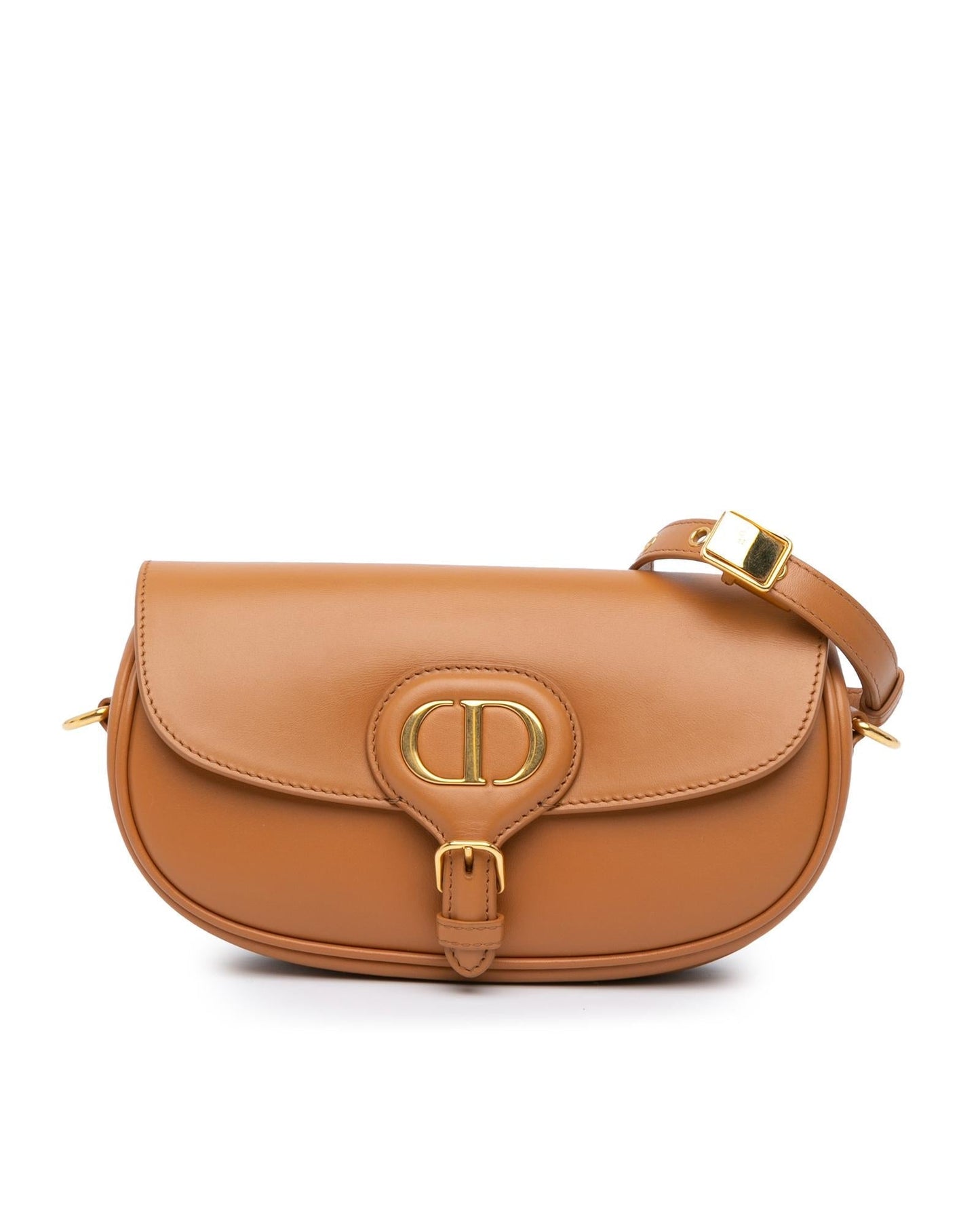 Leather East West Crossbody Bag with Buckle Closure