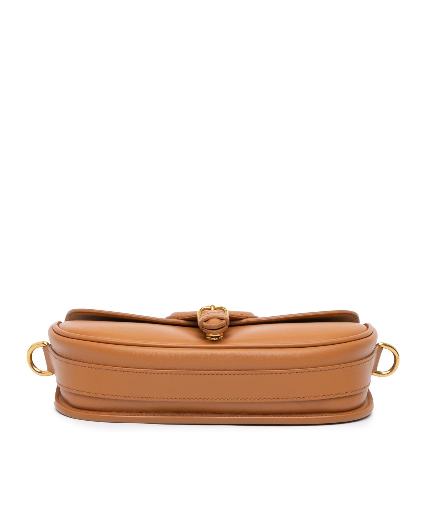 Leather East West Crossbody Bag with Buckle Closure