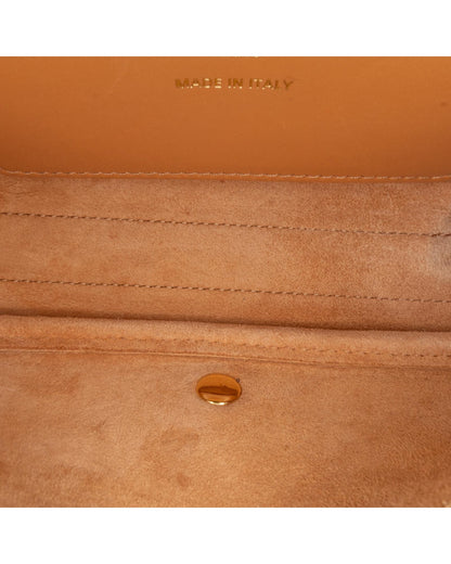 Leather East West Crossbody Bag with Buckle Closure