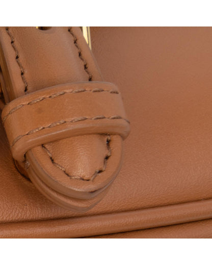 Leather East West Crossbody Bag with Buckle Closure