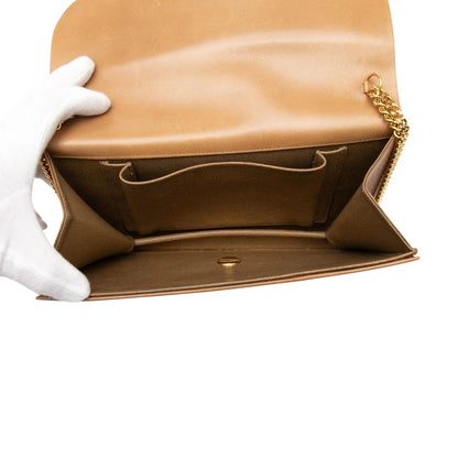 Brown Dior Leather Chain Shoulder Bag