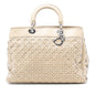 Beige Dior Woven Lambskin Lady Dior Avenue Tote Satchel