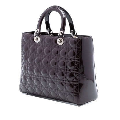 Purple Dior Large Patent Cannage Lady Dior Satchel
