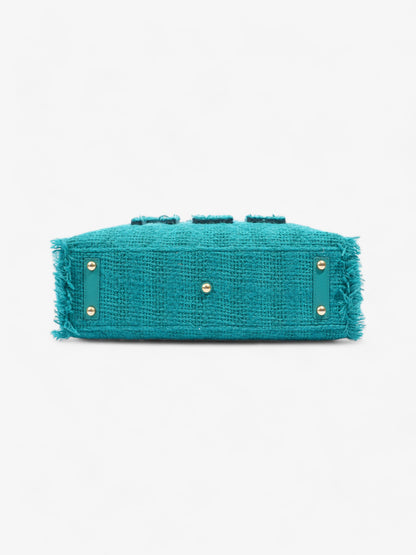Chanel Shopper Tote Teal Green Tweed Medium