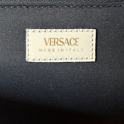 Versace La Medusa Crystal Clutch Crossbody Bag Metallic Gold Leather
