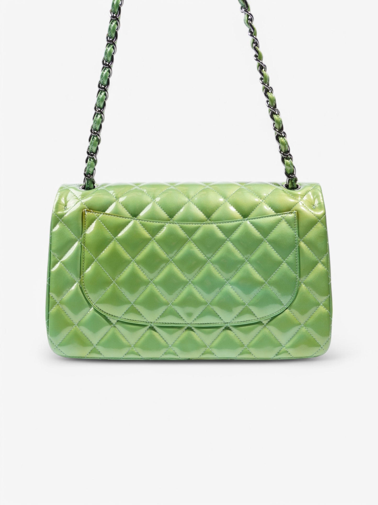 Chanel Classic Flap Green Patent Leather Jumbo