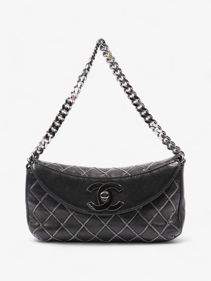 Chanel Chain Stitch Flap Bag Black Lambskin Leather