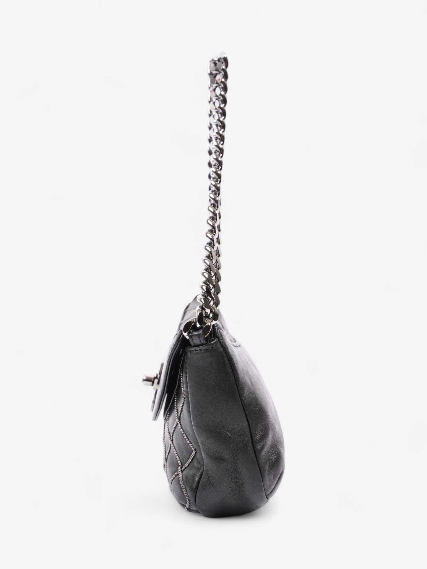 Chanel Chain Stitch Flap Bag Black Lambskin Leather