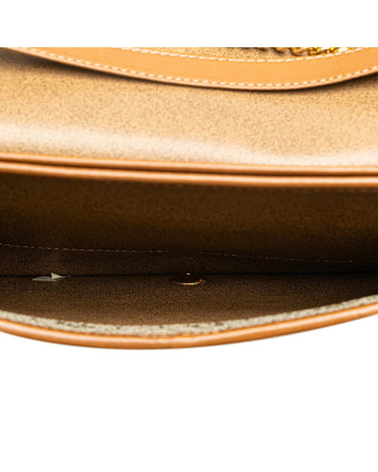 Honeycomb Coated Canvas Chain Crossbody Bag with Leather Trim
