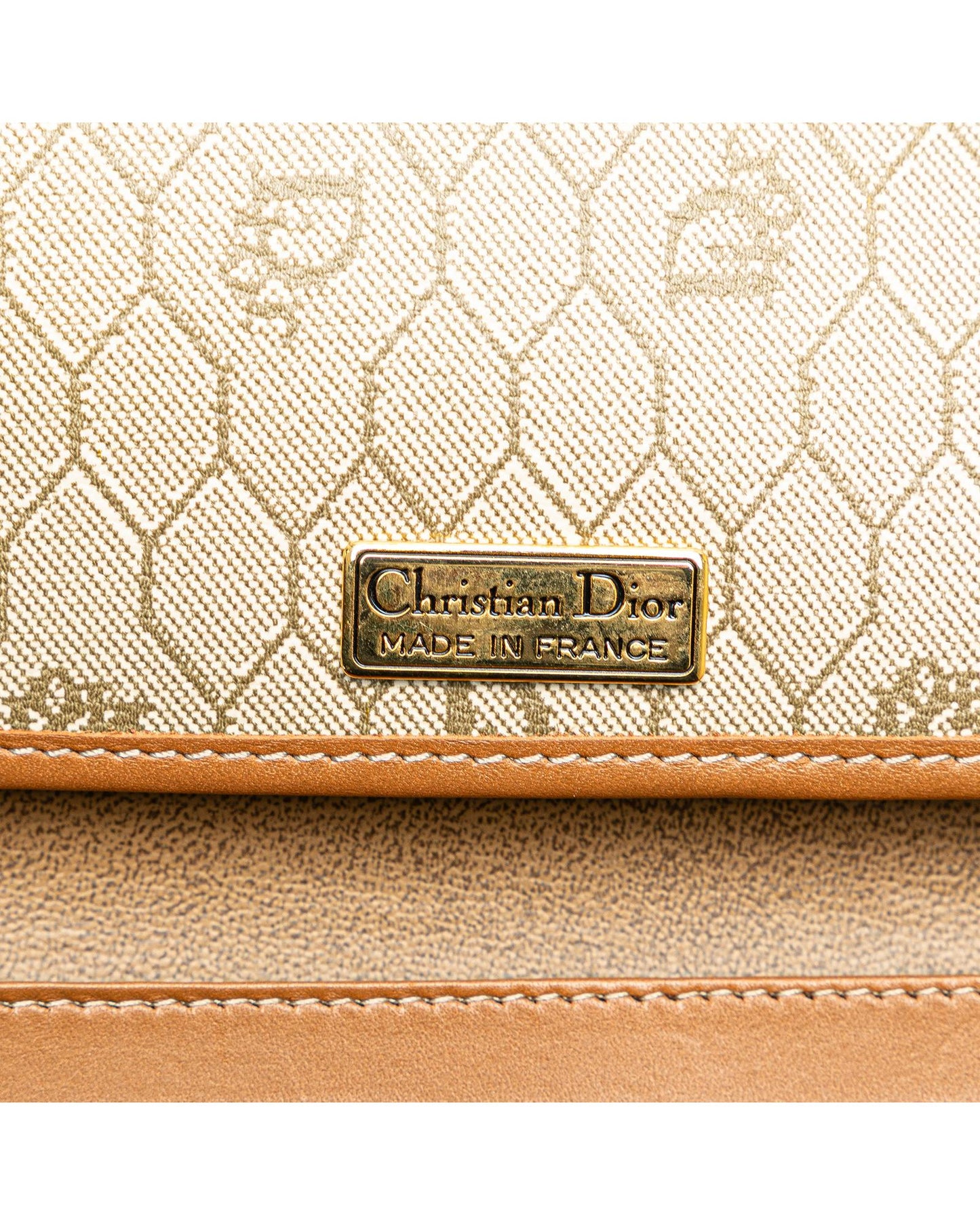 Honeycomb Coated Canvas Chain Crossbody Bag with Leather Trim