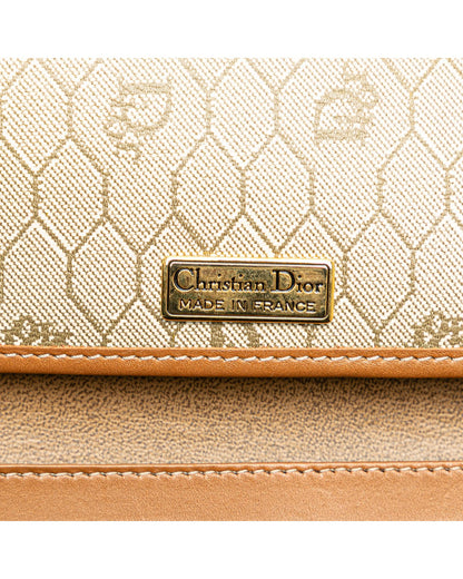 Honeycomb Coated Canvas Chain Crossbody Bag with Leather Trim