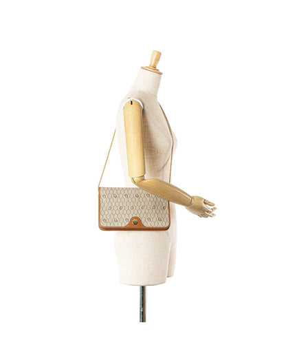 Honeycomb Coated Canvas Chain Crossbody Bag with Leather Trim