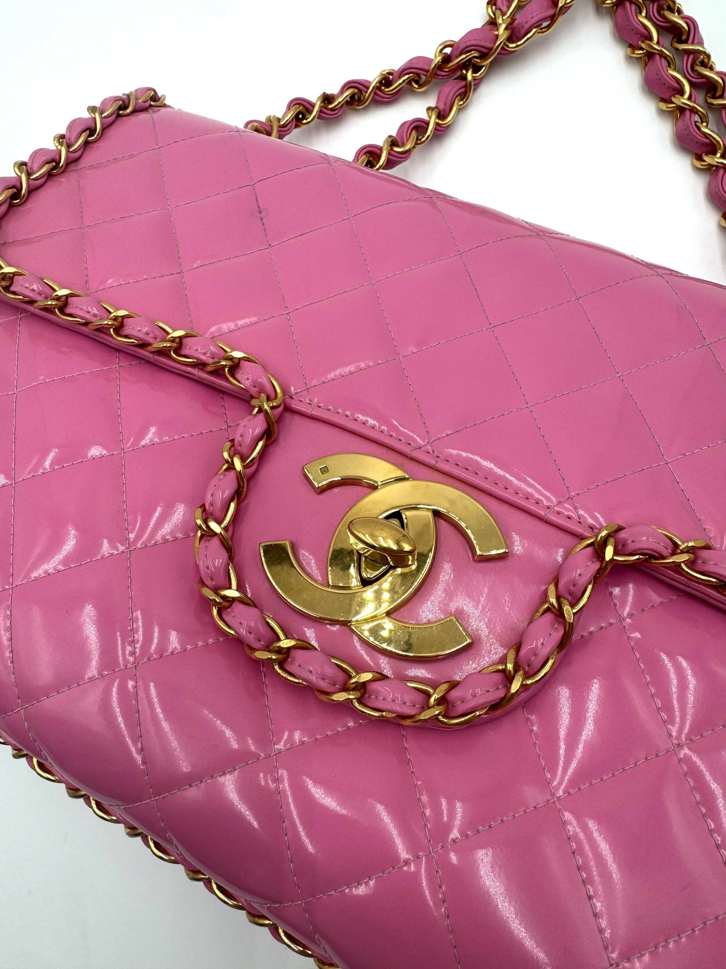 Chanel 1995 Barbie Pink Chainlink Maxi Flap Bag