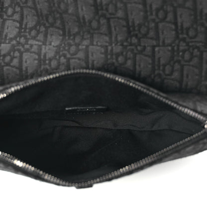 Christian Dior Oblique Mens Saddle Bag Black Blue