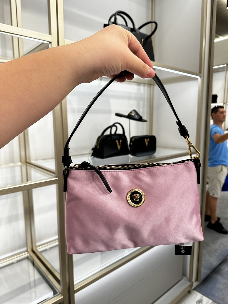 Versace Light Pink Nylon Pouch Shoulder Bag