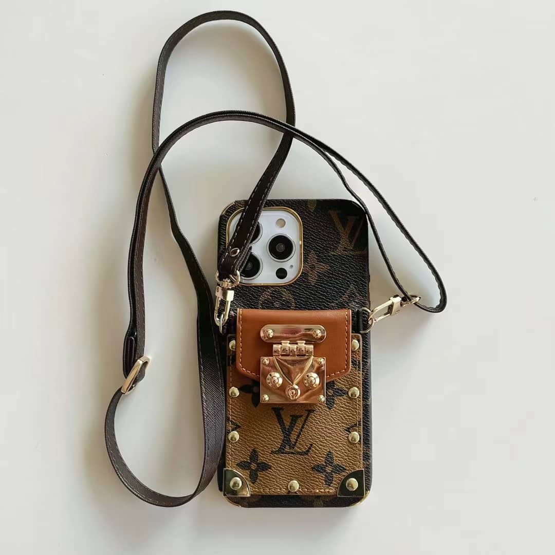 LV Phone Case Crossbody Lanyard Card Slot for iPhone