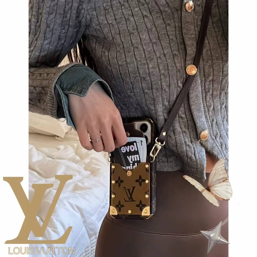 LV Phone Case Crossbody Lanyard Card Slot for iPhone