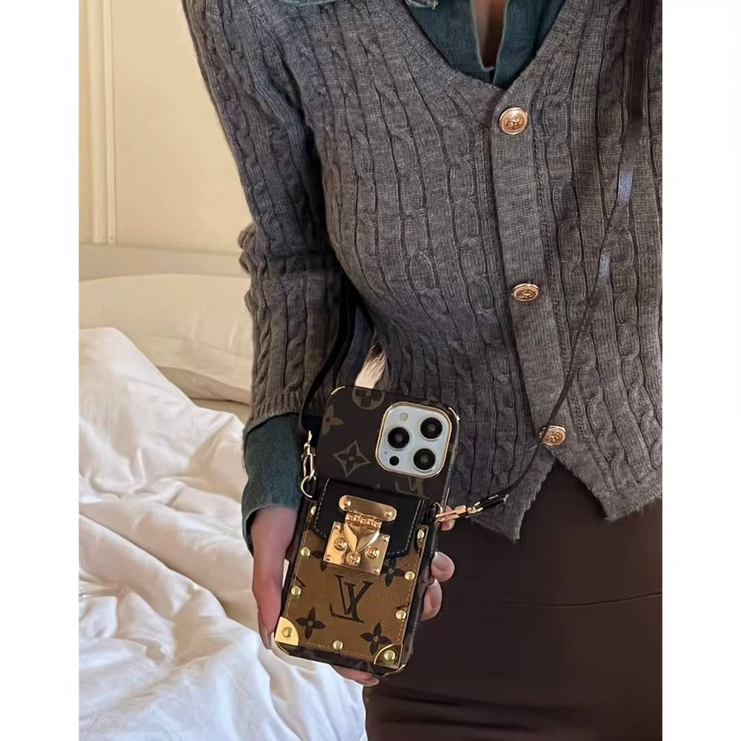 LV Phone Case Crossbody Lanyard Card Slot for iPhone