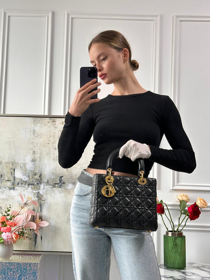 Dior Lady Dior Medium Bag Black Cannage