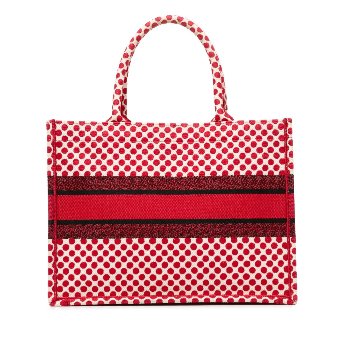 Red Dior Dioramour Medium Embroidered Canvas Dots Book Tote
