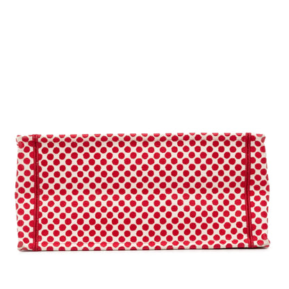 Red Dior Dioramour Medium Embroidered Canvas Dots Book Tote