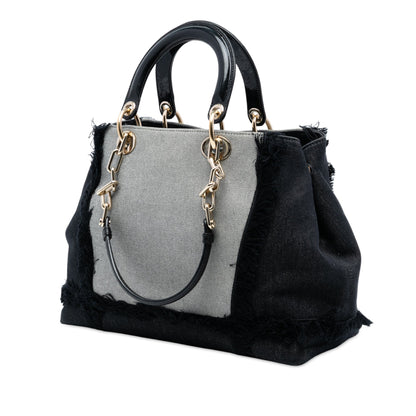 Black Dior Denim Patch D Light Satchel