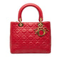 Red Dior Medium Lambskin Cannage Lady Dior Satchel