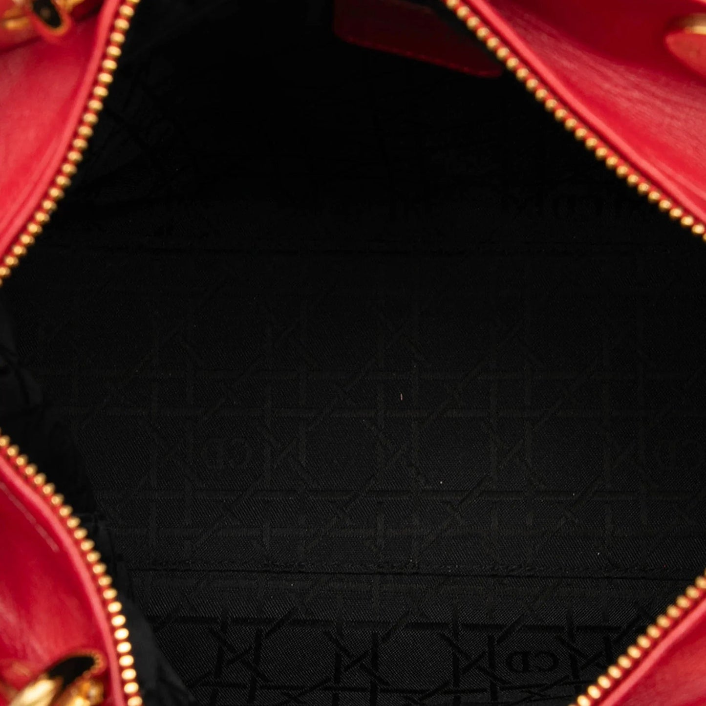 Red Dior Medium Lambskin Cannage Lady Dior Satchel