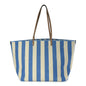 Fendi Pequin Stripe FF Large Roll Tote Cerulean Blue Sand Beige