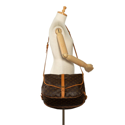 Brown Louis Vuitton Monogram Saumur 35 Crossbody Bag