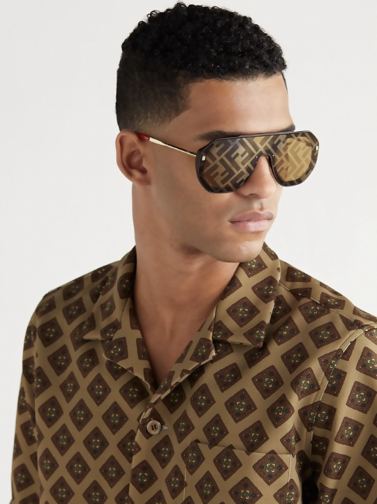 Fendi Eyewear Aviator-Style Logo-Print Sunglasses