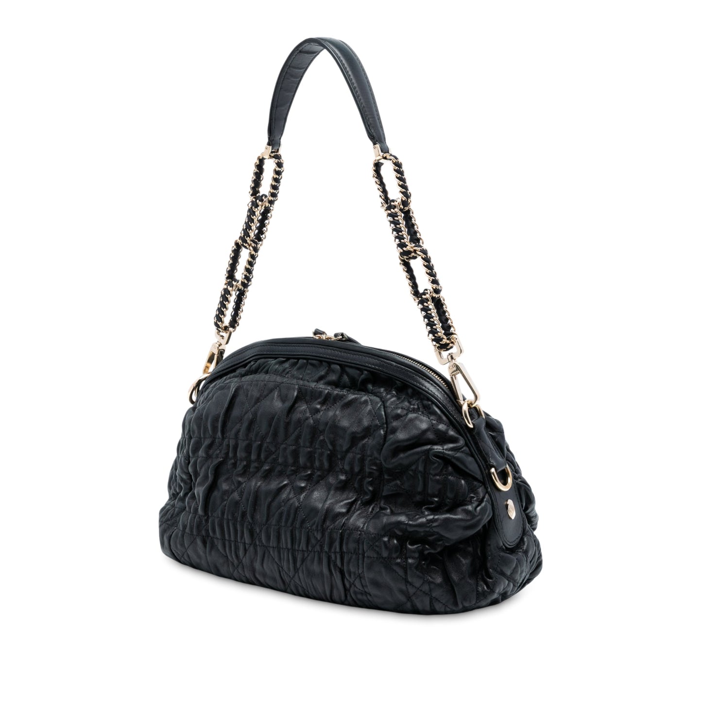 Black Dior Lambskin Cannage Gaufre Delices Shoulder Bag