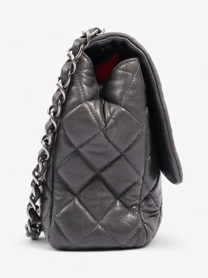 Chanel Classic Single Flap Grey Lambskin Leather Jumbo