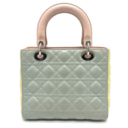 Dior Handbag leather blue x yellow x pink Canage Lady Dior Women