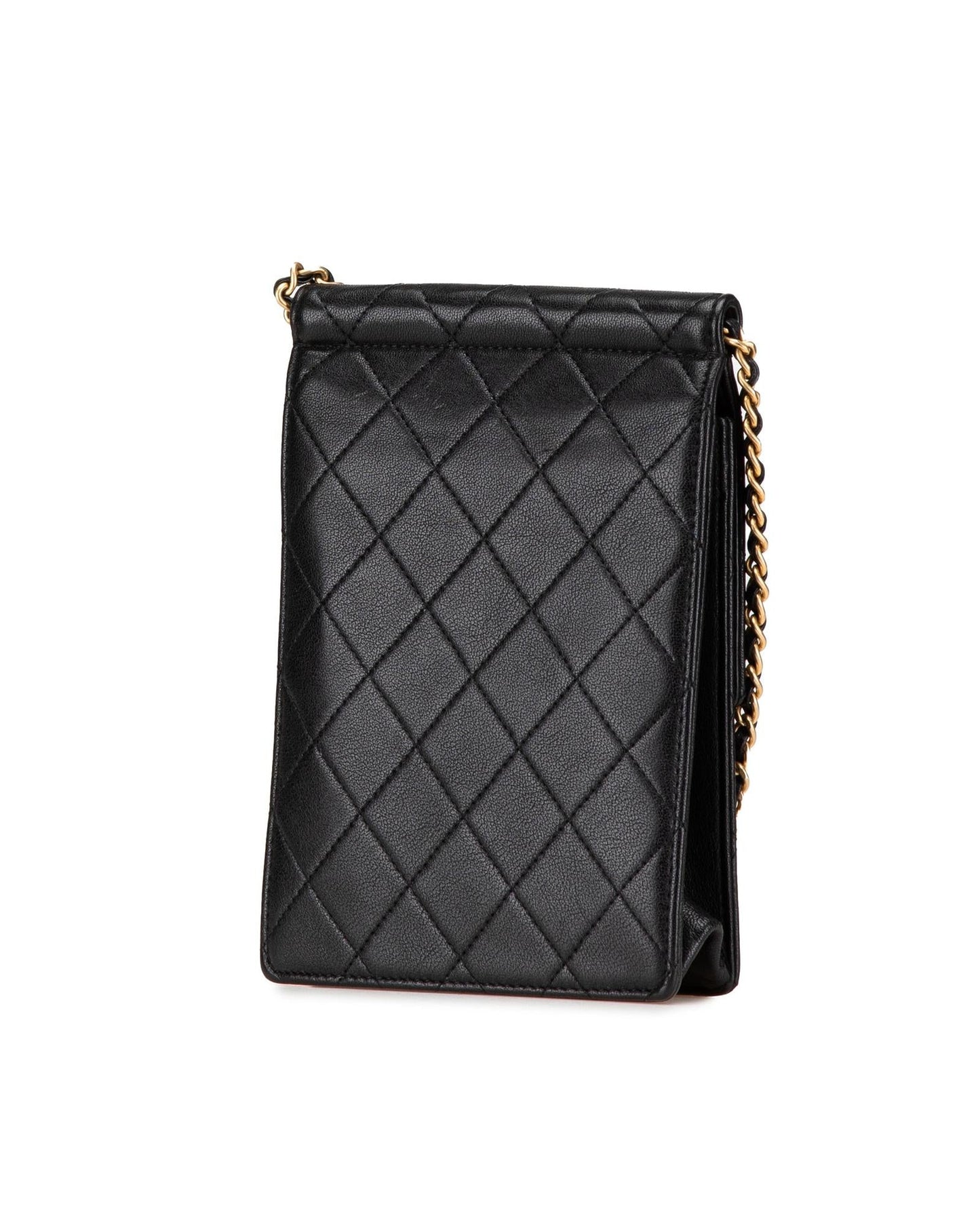 Quilted Lambskin Crossbody Bag with Pearl Chain Strap