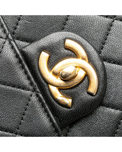 Quilted Lambskin Crossbody Bag with Pearl Chain Strap