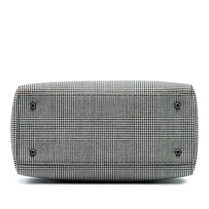 Gray Dior Medium Canvas Houndstooth Lady Dior Satchel