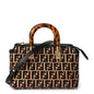 Fendi Raffia Chenille Vitello King Plexiglass Micro FF Mini By The Way Top Handle Boston Bag Naturale Black