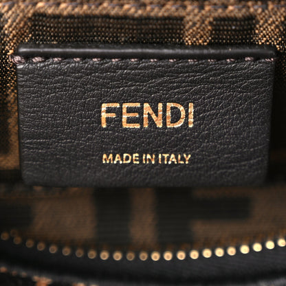 Fendi Raffia Chenille Vitello King Plexiglass Micro FF Mini By The Way Top Handle Boston Bag Naturale Black