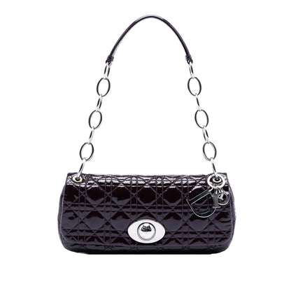 Purple Dior Patent Cannage Rendezvous Shoulder Bag