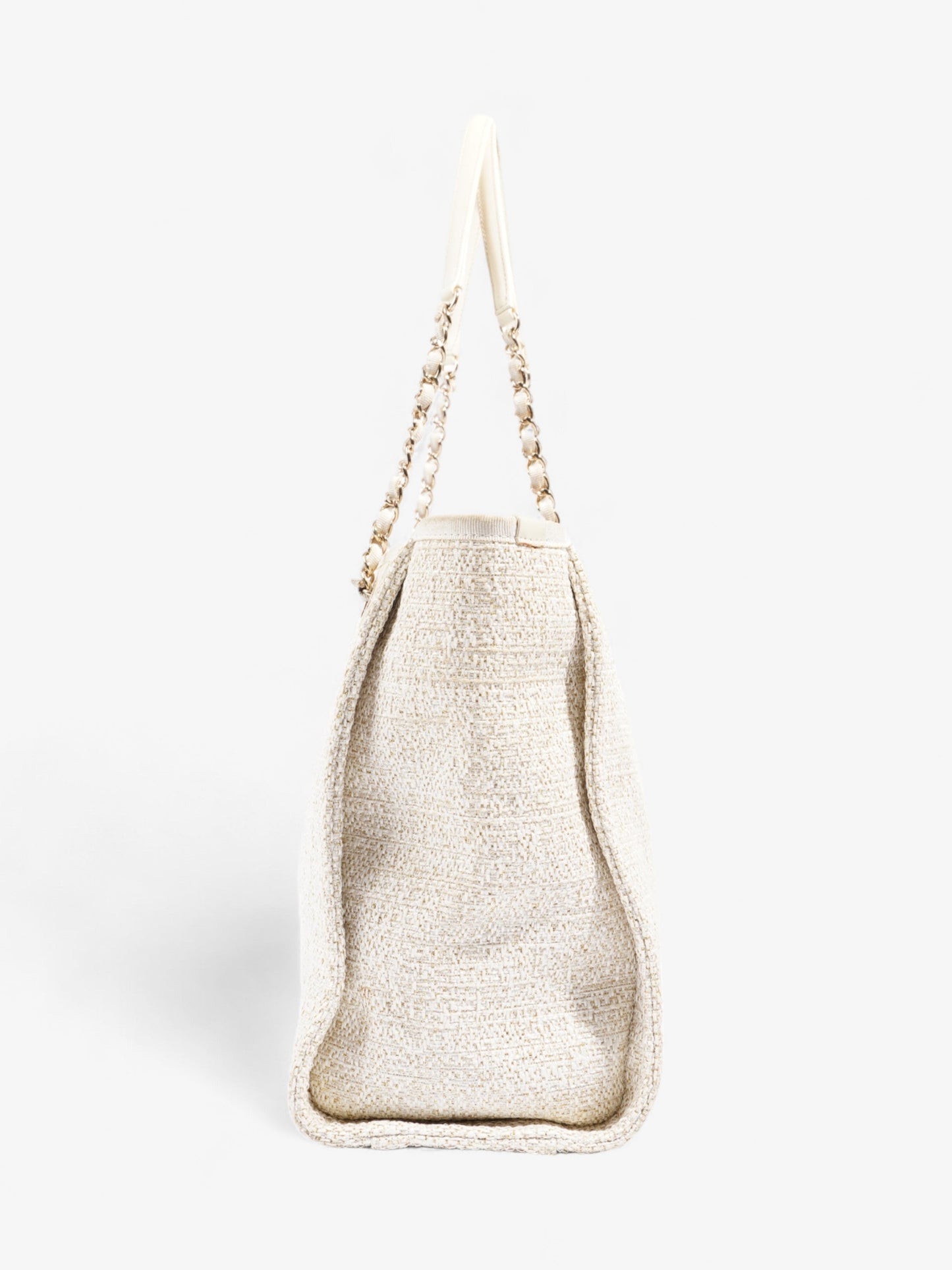 Chanel Deauville Tote Ivory Canvas Small