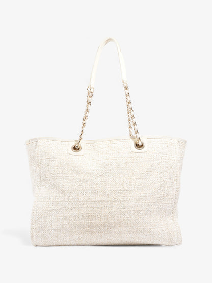 Chanel Deauville Tote Ivory Canvas Small