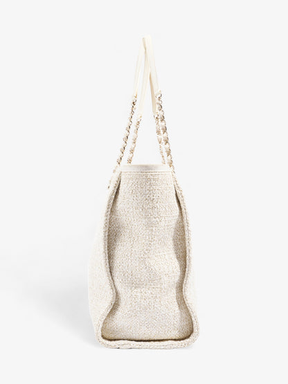 Chanel Deauville Tote Ivory Canvas Small