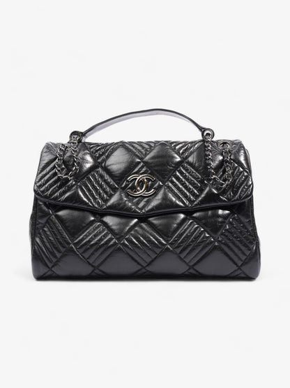 Chanel In And Out Flap Bag Black Lambskin Leather Maxi